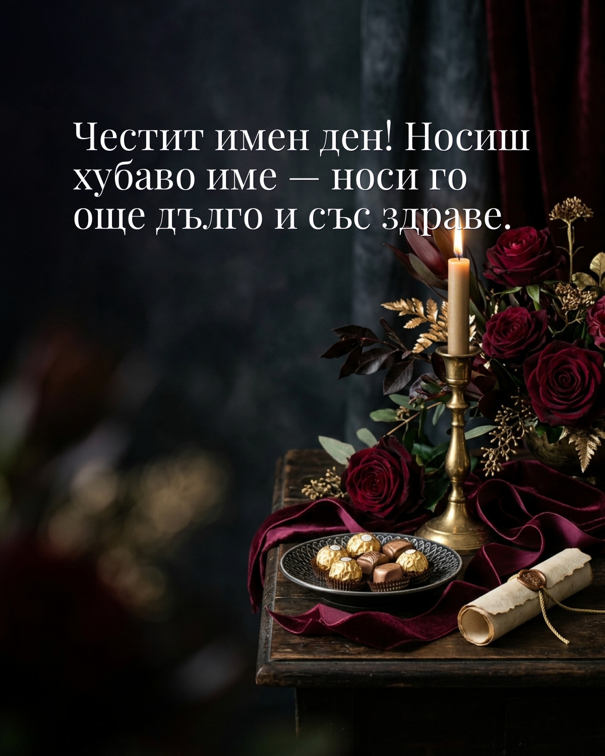 Картичка за Петровден с пожелание „Честит имен ден! Носиш хубаво име — носи го още дълго и със здраве“