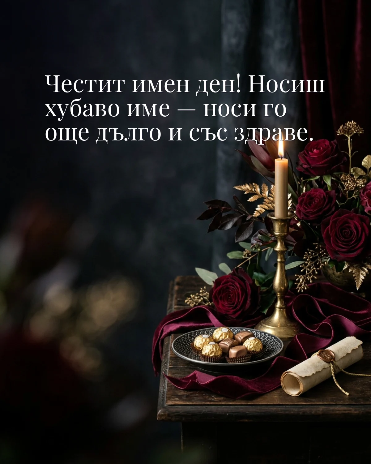 Картичка за Петровден с пожелание „Честит имен ден! Носиш хубаво име — носи го още дълго и със здраве“