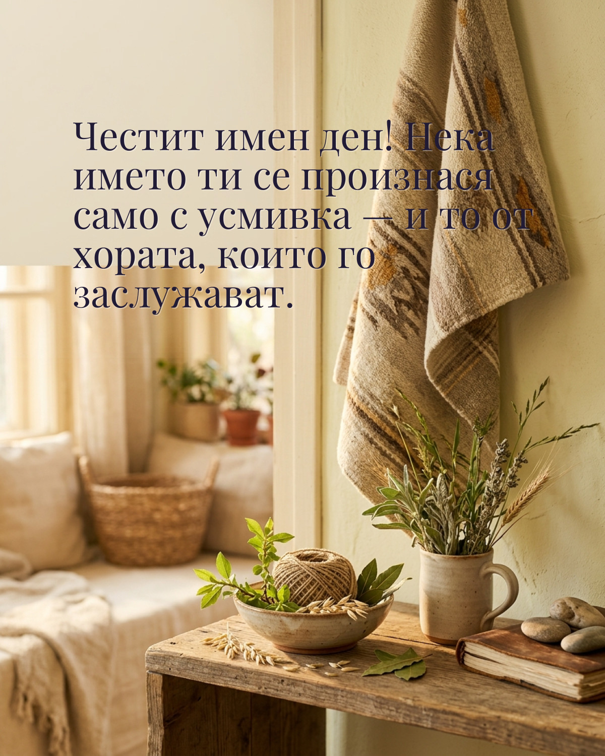Картичка за Тодоровден с пожелание „Честит имен ден! Нека името ти се произнася само с усмивка — и то от хората, които го заслужават“