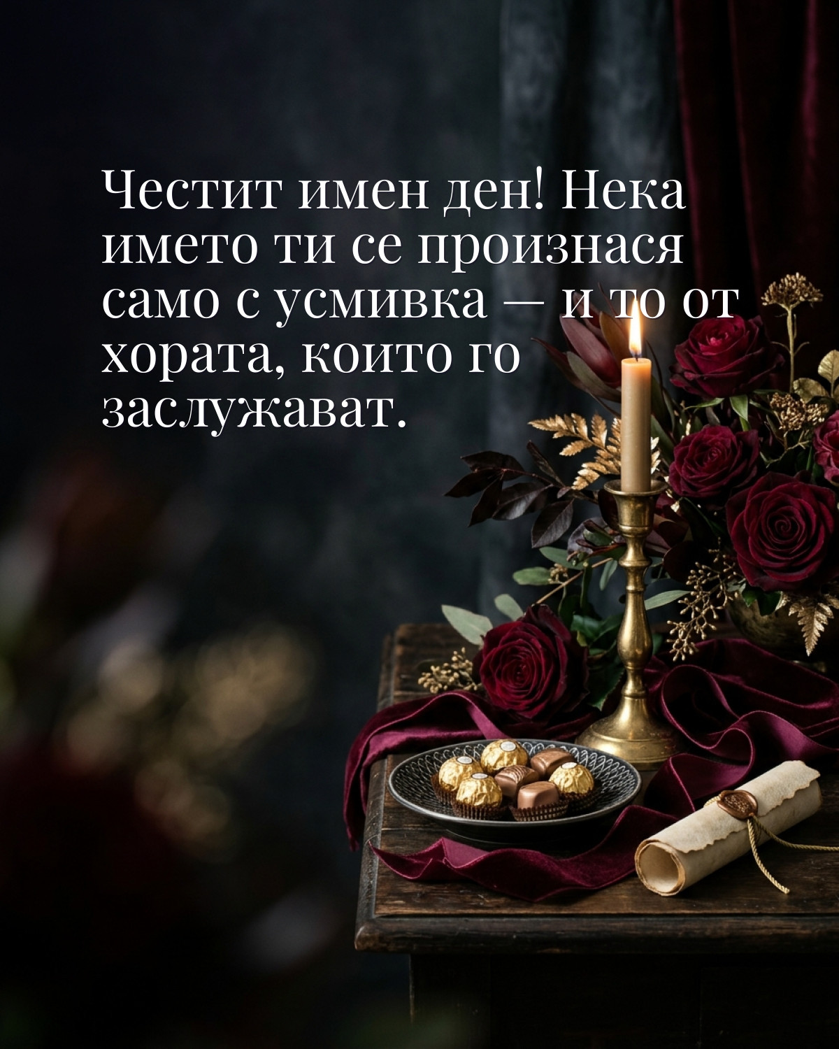 Картичка за Петровден с пожелание „Честит имен ден! Нека името ти се произнася само с усмивка — и то от хората, които го заслужават“