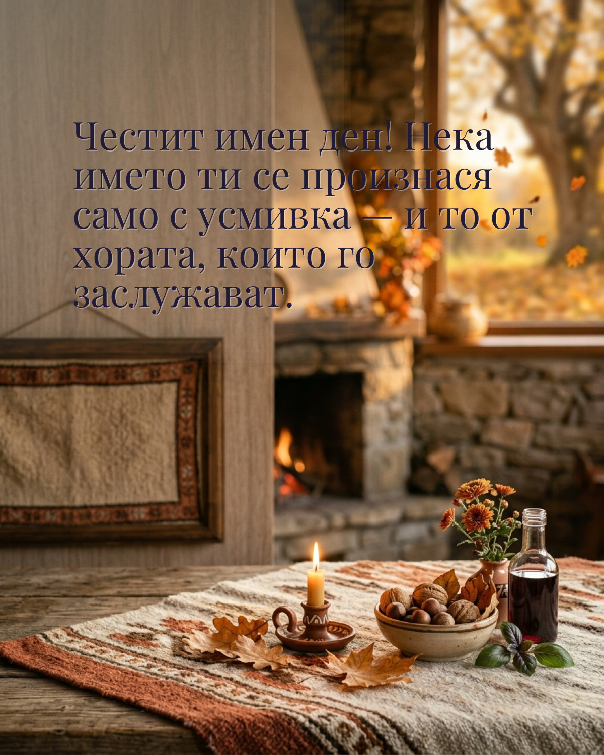 Картичка за Димитровден с пожелание „Честит имен ден! Нека името ти се произнася само с усмивка — и то от хората, които го заслужават“